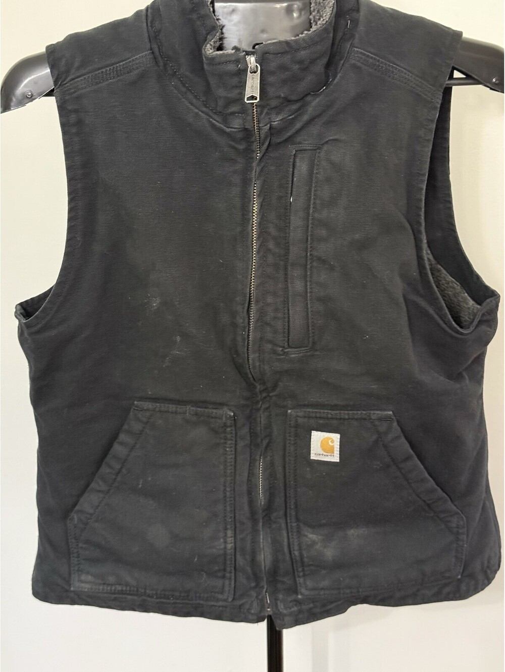 Carhartt Women’s Black Duck Canvas Quilted Line Vest Lined Workwear Sz Small 4-6